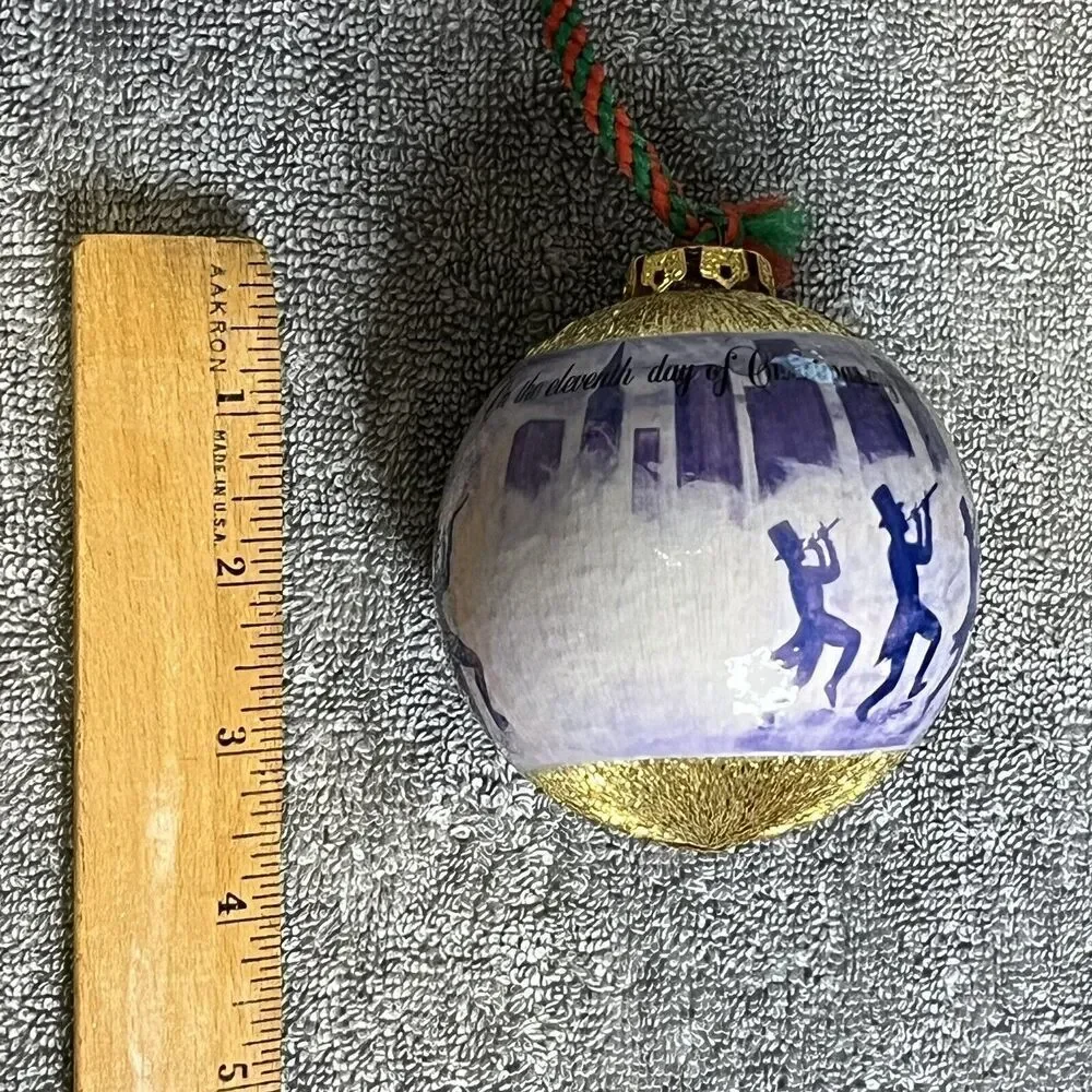 Vintage 12 Days of Christmas 11 Pipers Piping Unbreakable Wrapped Ornament Rauch